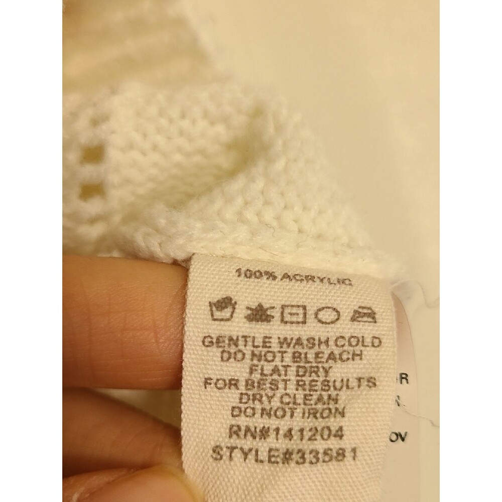 Hem & Thread White Cream Eyelet Heart Cardigan Cropped Feminine Romantic Small - Picture 5 of 6